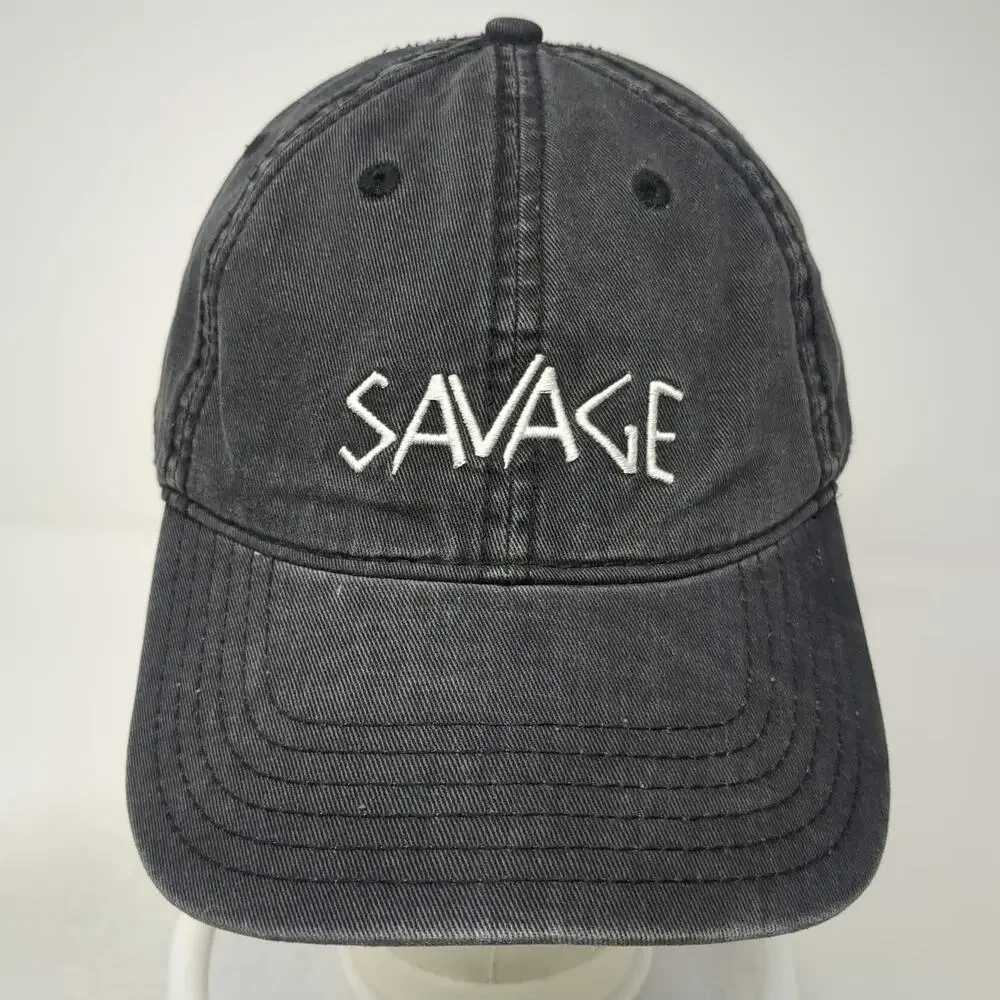 Spencer's Gifts Baseball Cap Black One Size Savage Embroidered Cotton Hat Slide